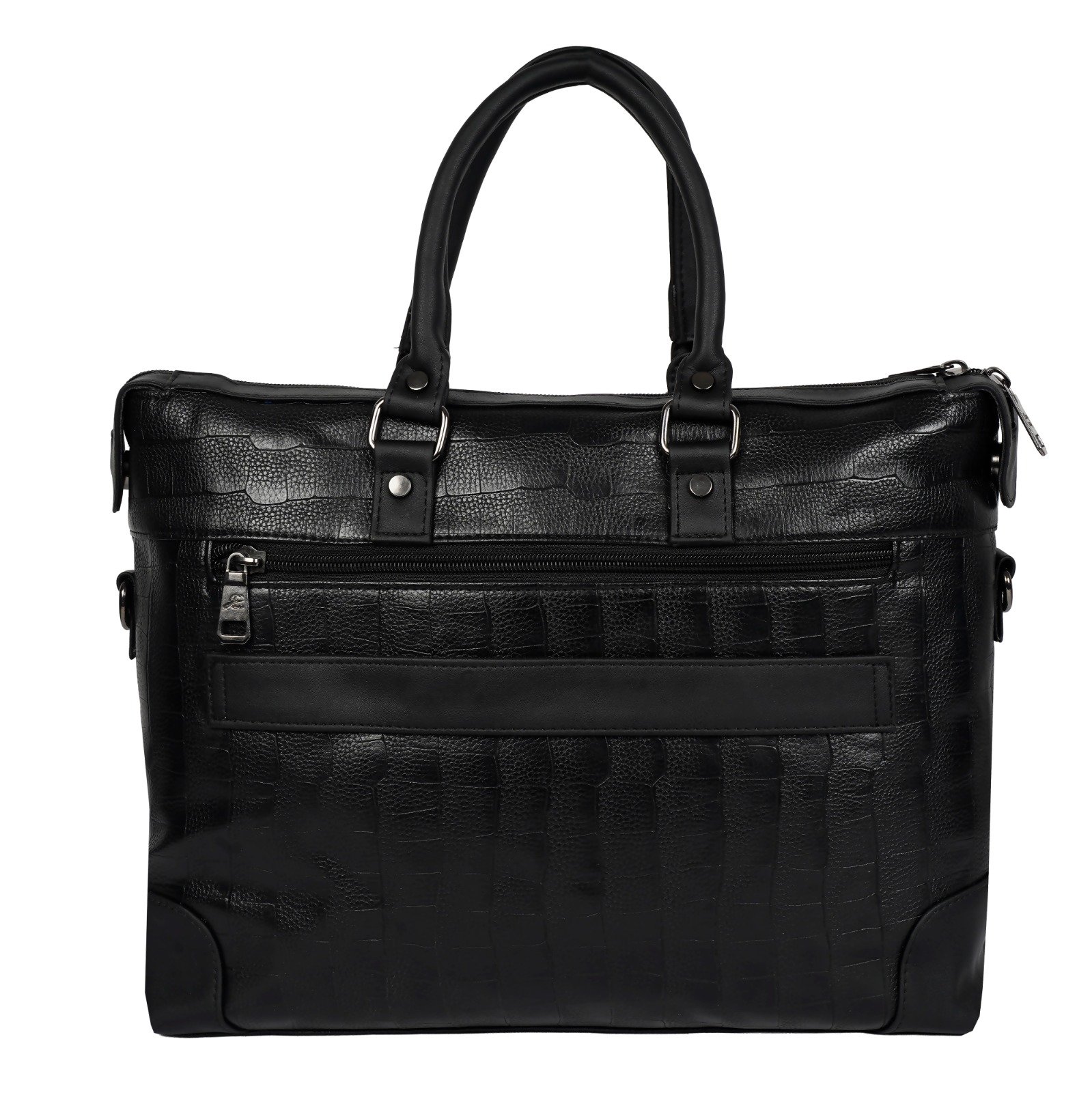 Black Croco Texture Laptop Bag